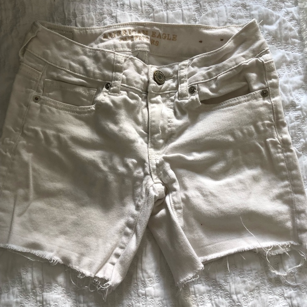 Long White American Eagle Jean Shorts